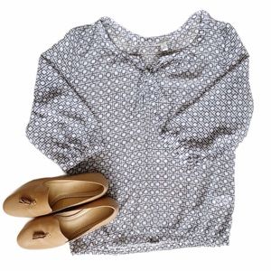 Banana Republic Boho Sheer Tie Patterned Top